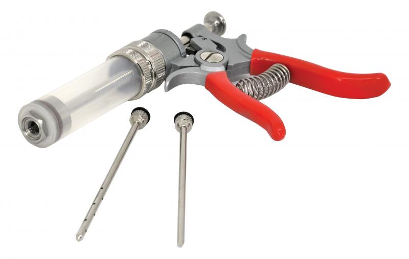 Marinade Injector with 50 mL Clear Polycarbonate Barrel and Dial Settings with 2 Needles 1 Marinade Injector with 50 mL Clear Polycarbonate Barrel and Dial Settings with 2 Needles